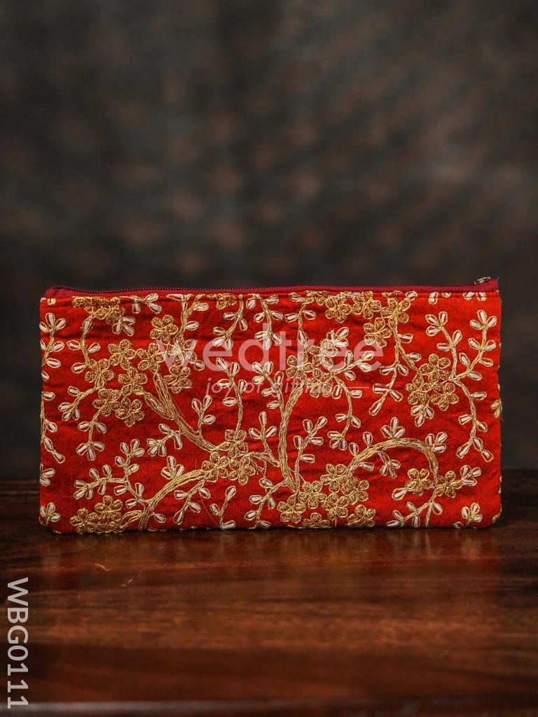 Floral Embroidery Purse with Zipper - WBG0111