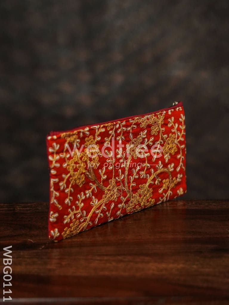 Floral Embroidery Purse with Zipper - WBG0111