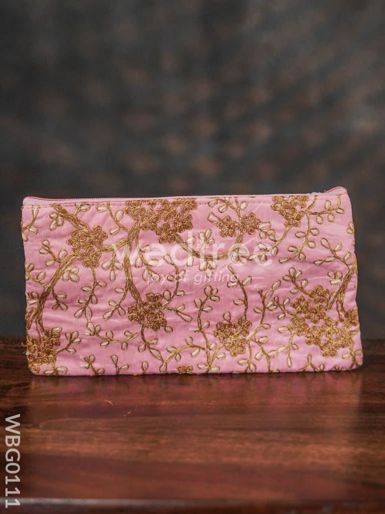 Floral Embroidery Purse with Zipper - WBG0111