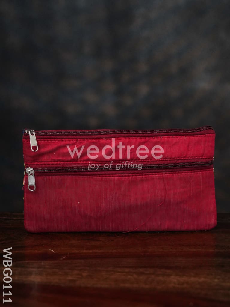 Floral Embroidery Purse with Zipper - WBG0111