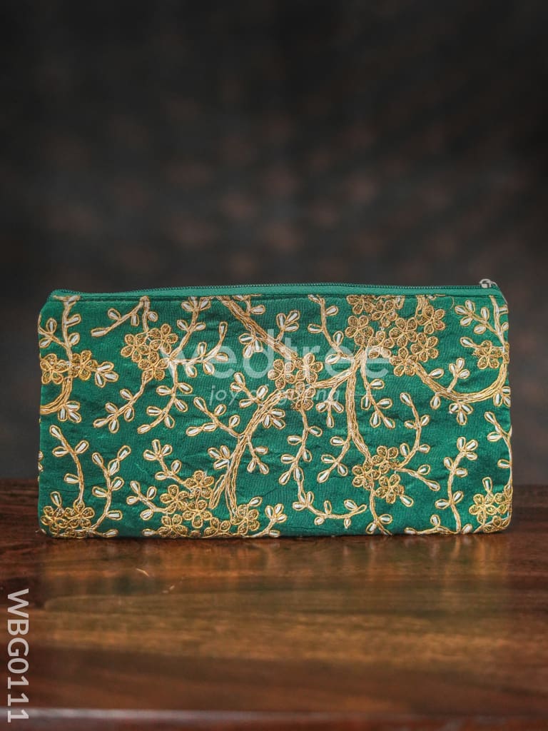Floral Embroidery Purse with Zipper - WBG0111