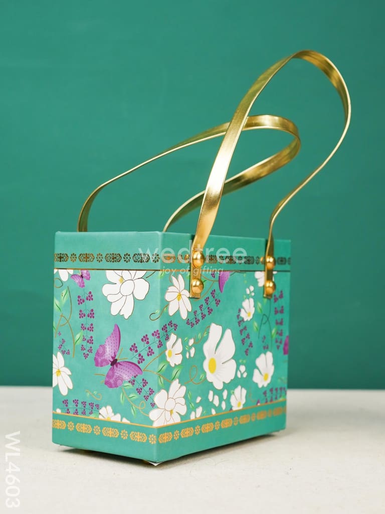 Floral Print Bag with Printed Tin Jars - Set of 2 - WL4603