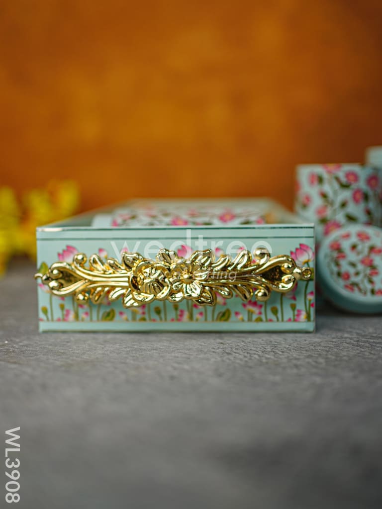 Floral Printed Tray with Jar Set - WL3908