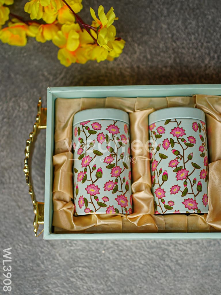 Floral Printed Tray with Jar Set - WL3908