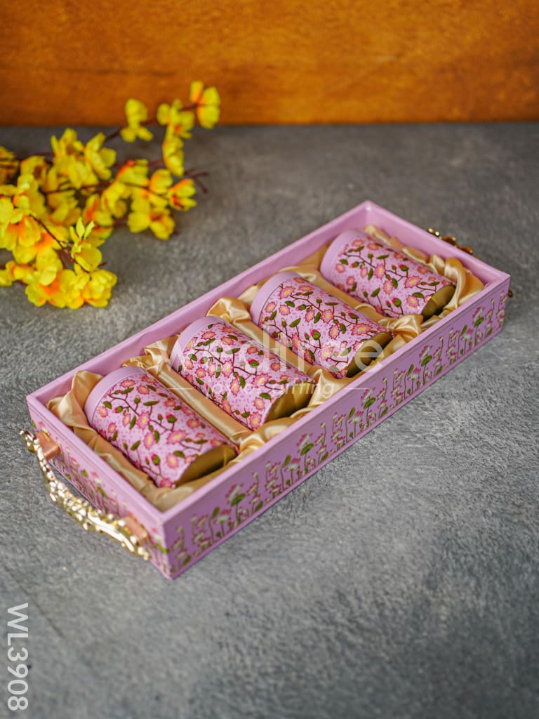 Floral Printed Tray with Jar Set - WL3908