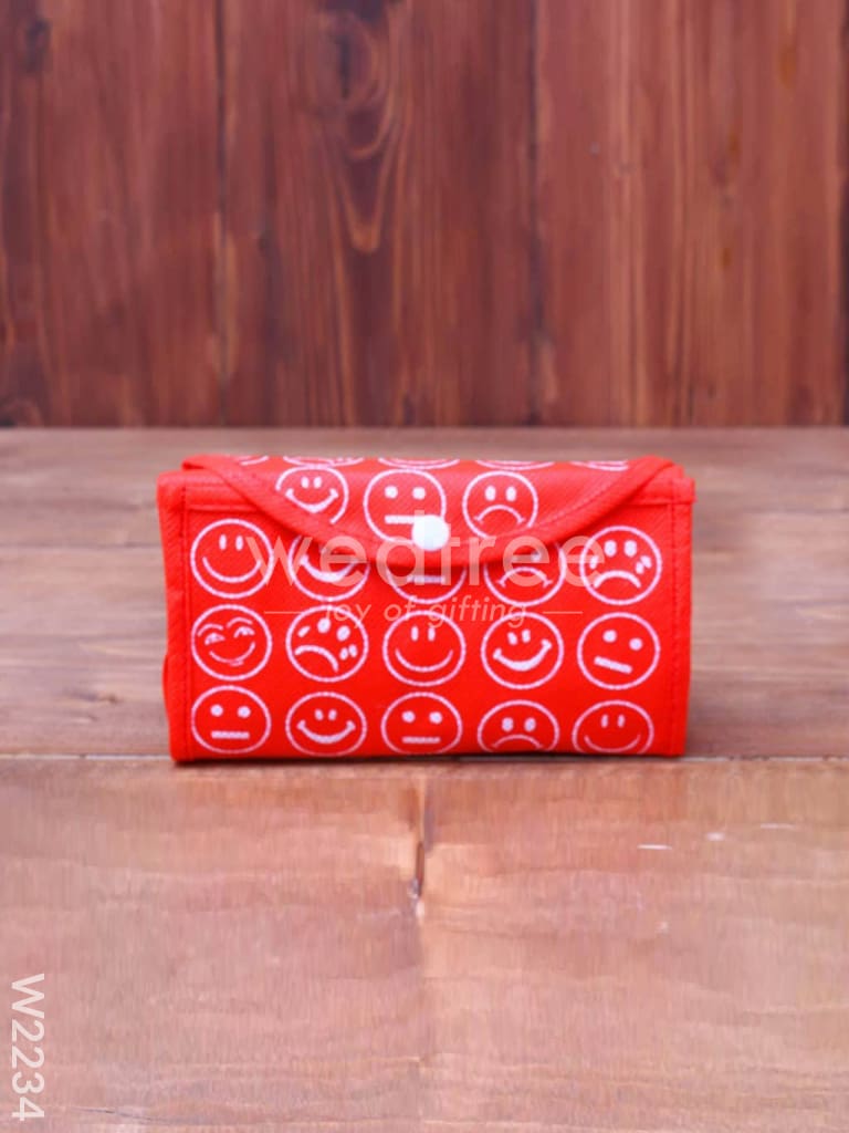 Foldable nonwoven shopping bag with smiley prints - W2234