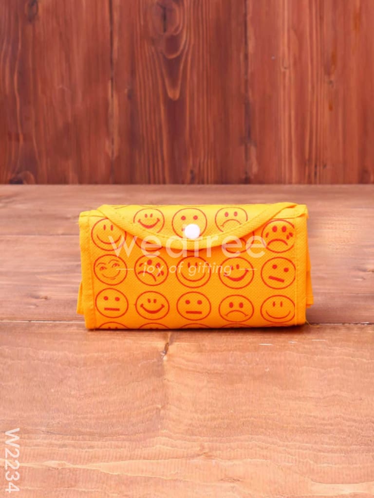 Foldable nonwoven shopping bag with smiley prints - W2234