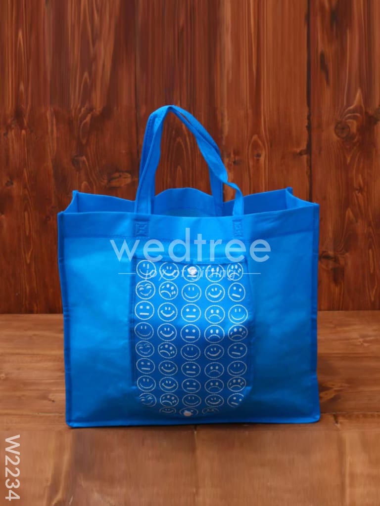 Foldable nonwoven shopping bag with smiley prints - W2234