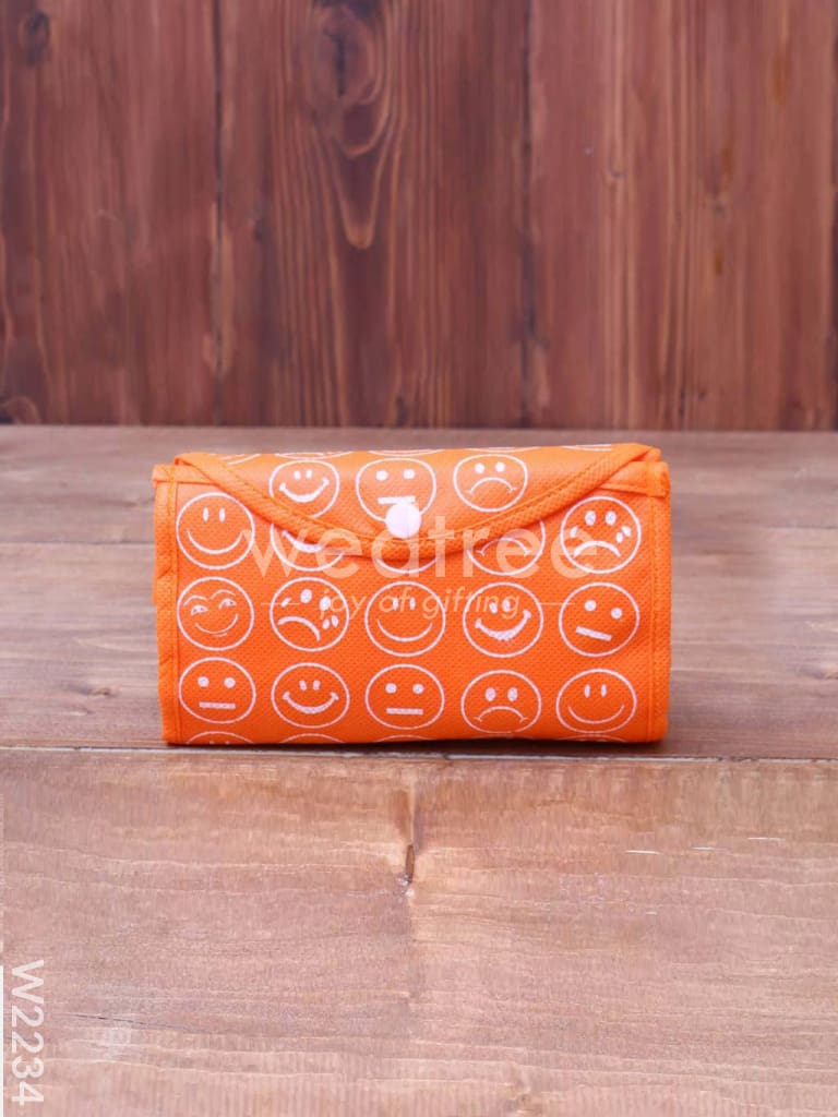 Foldable nonwoven shopping bag with smiley prints - W2234
