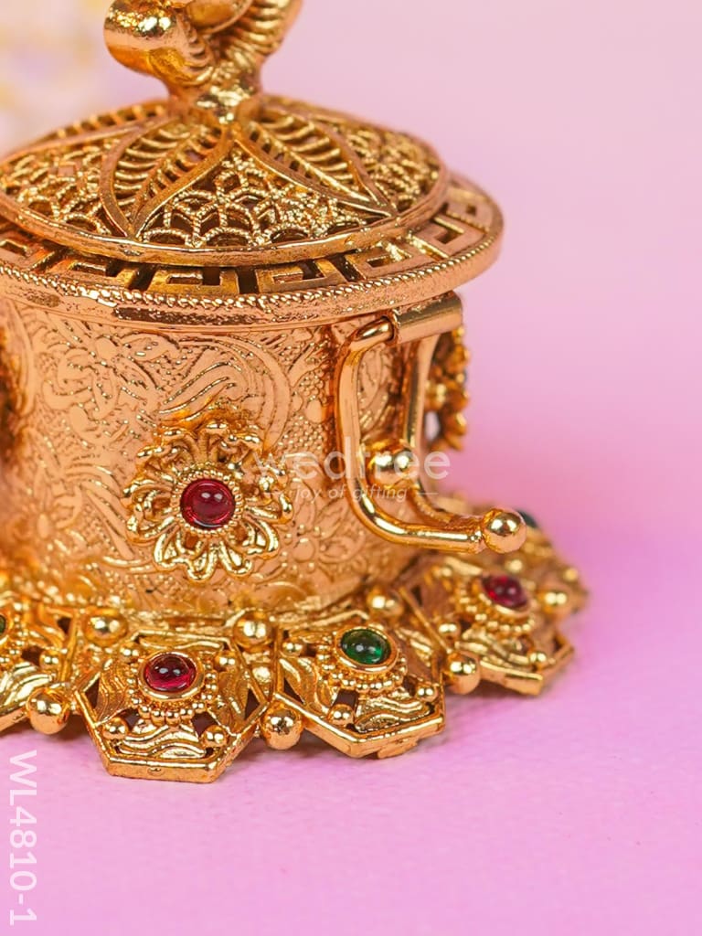 Ganesha Kumkum Holder - 2 inch - Gold - WL4810-1
