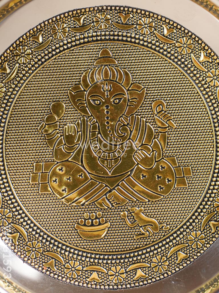 Ganesha Oxidized Plate - 6 inch - Gold - WBG1593-3