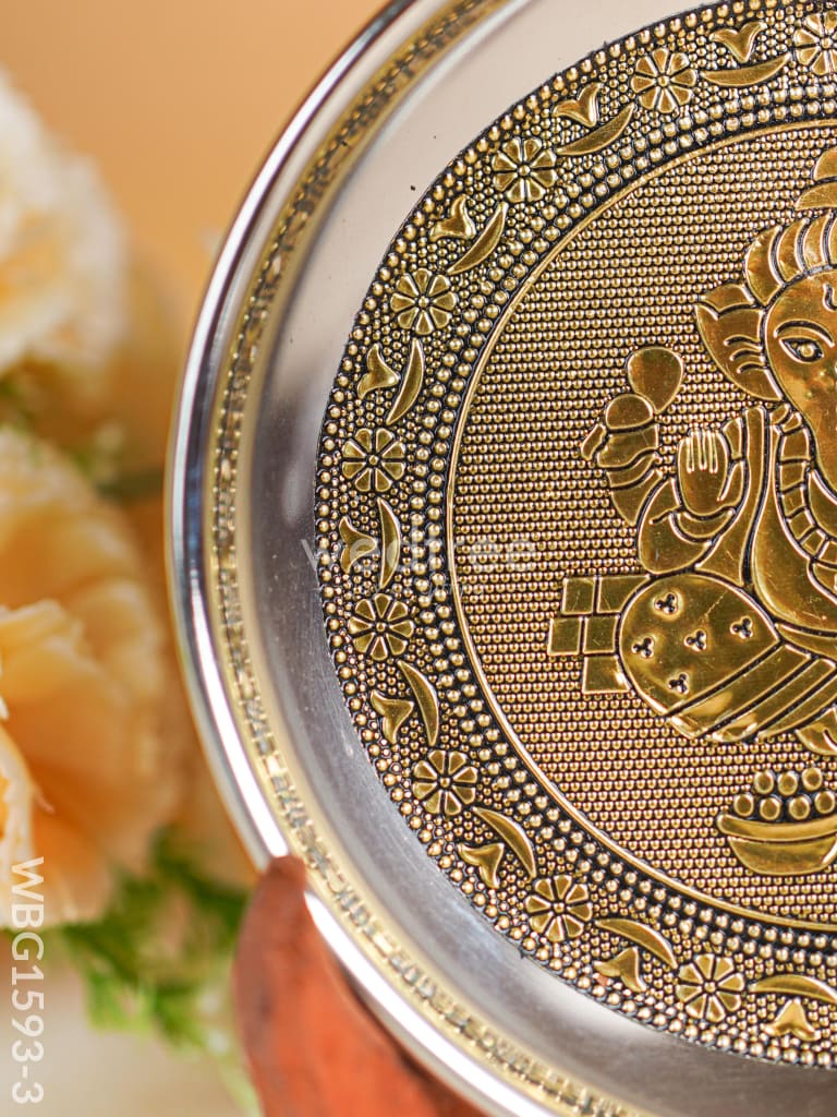 Ganesha Oxidized Plate - 6 inch - Gold - WBG1593-3