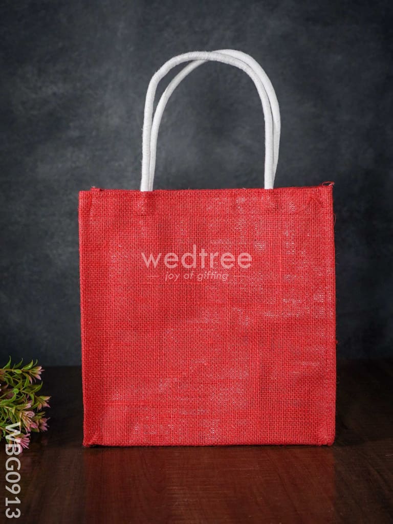 Ganesha Print Jute Bag with Lace - WBG0913