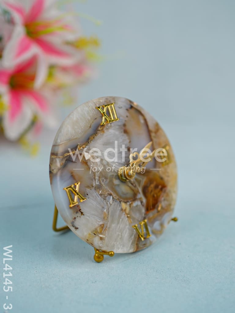 Gem stone Table Clock with Stand - Mix agate - WL4145-3
