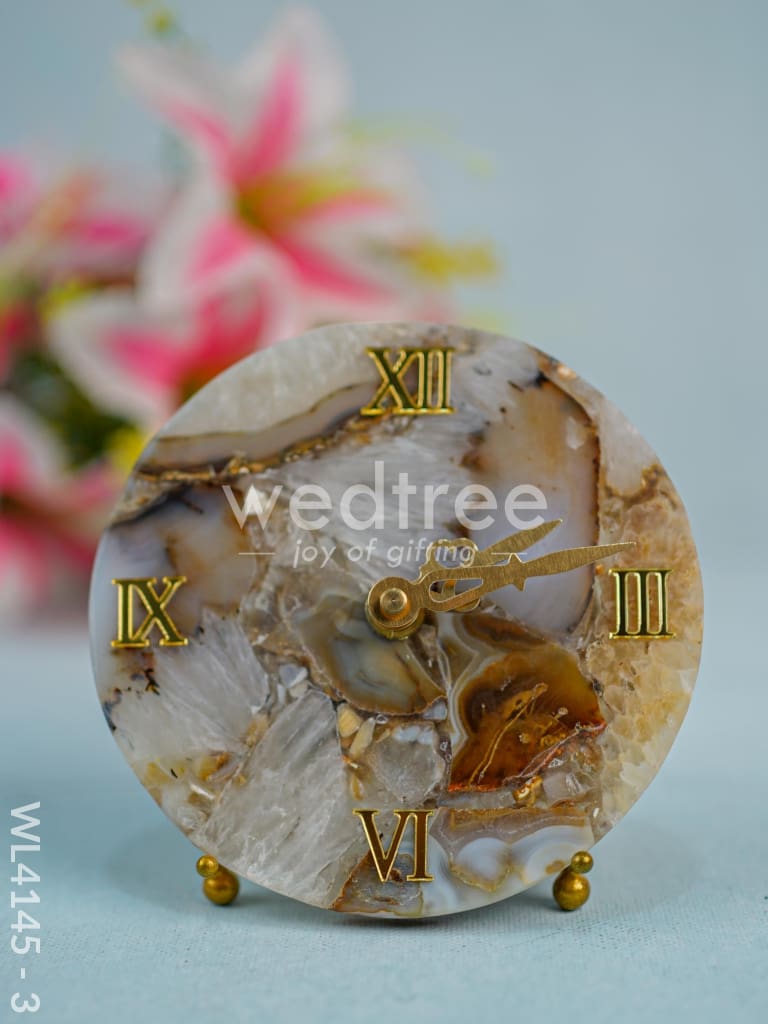 Gem stone Table Clock with Stand - Mix agate - WL4145-3