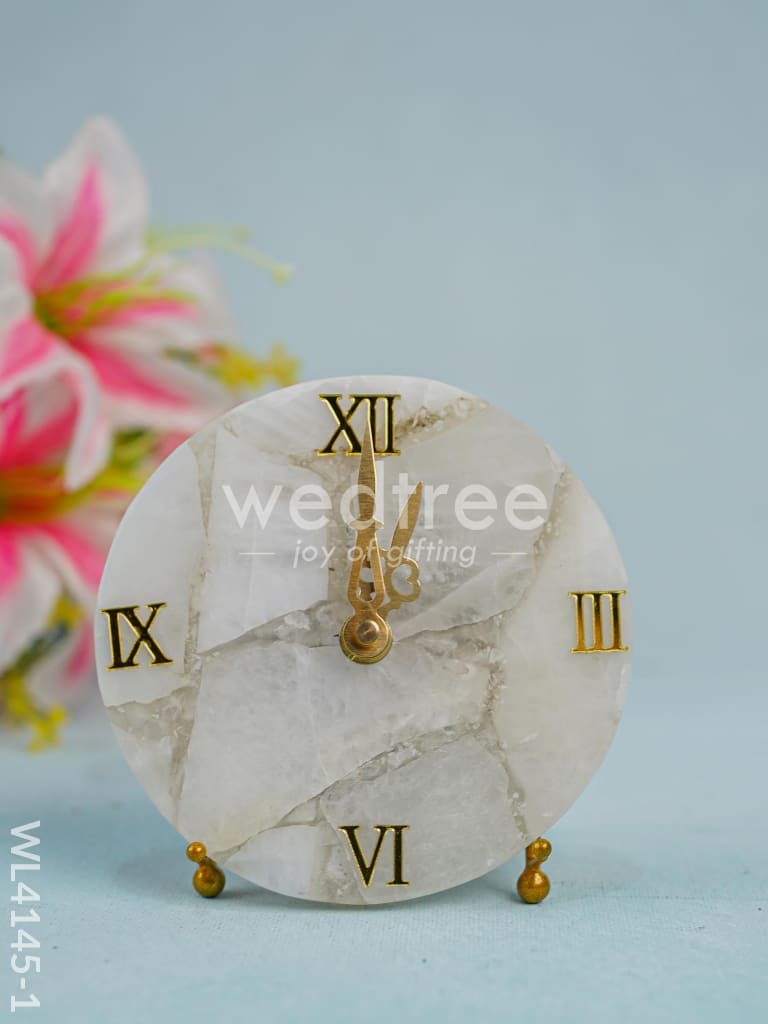 Gem stone Table Clock with Stand - White quartz - WL4145-1