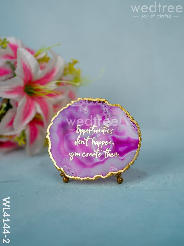 Gemstone Agate Slice with Gold Electroplated Border - White agate - WL4144