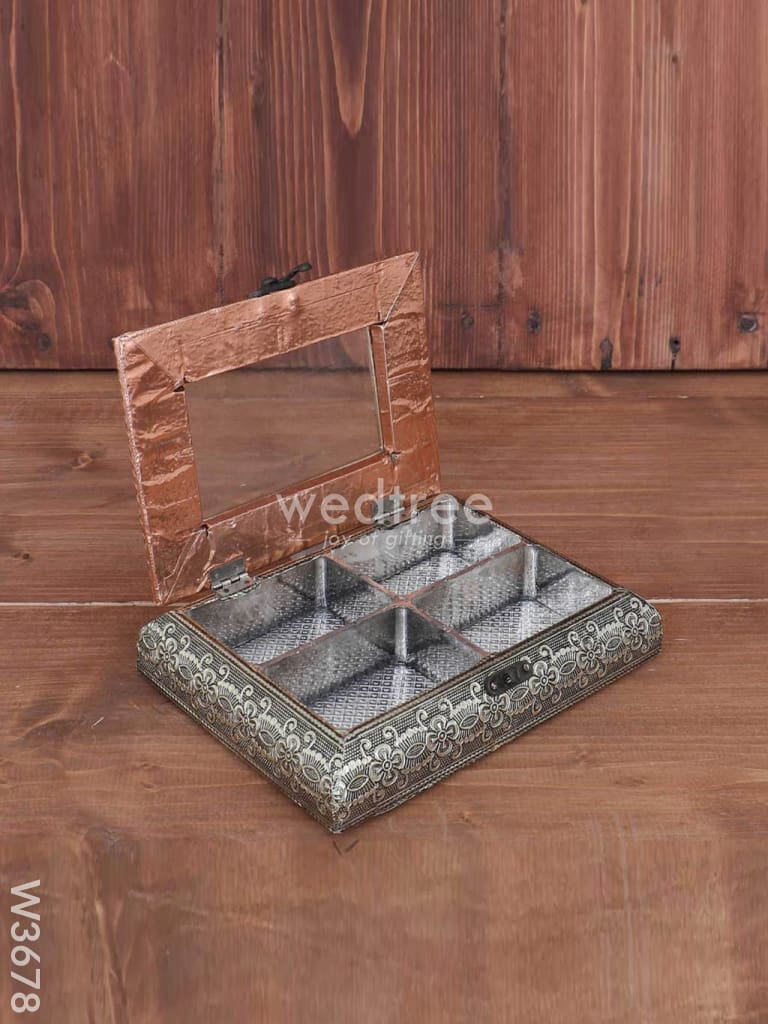 German oxidised transparent dry fruit box 6 X 8 inch - W3678