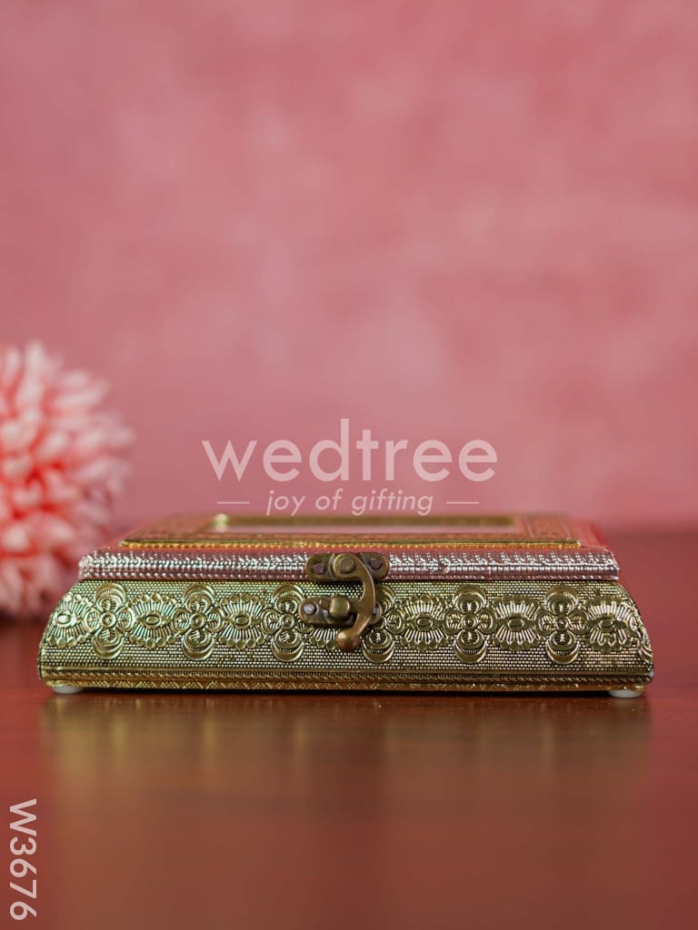 German Oxidised Transparent Dry Fruit Box 7 X 7 inch - W3676