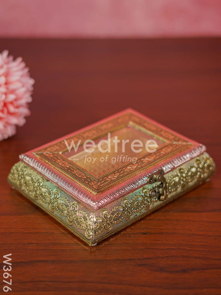 German Oxidised Transparent Dry Fruit Box 7 X 7 inch - W3676