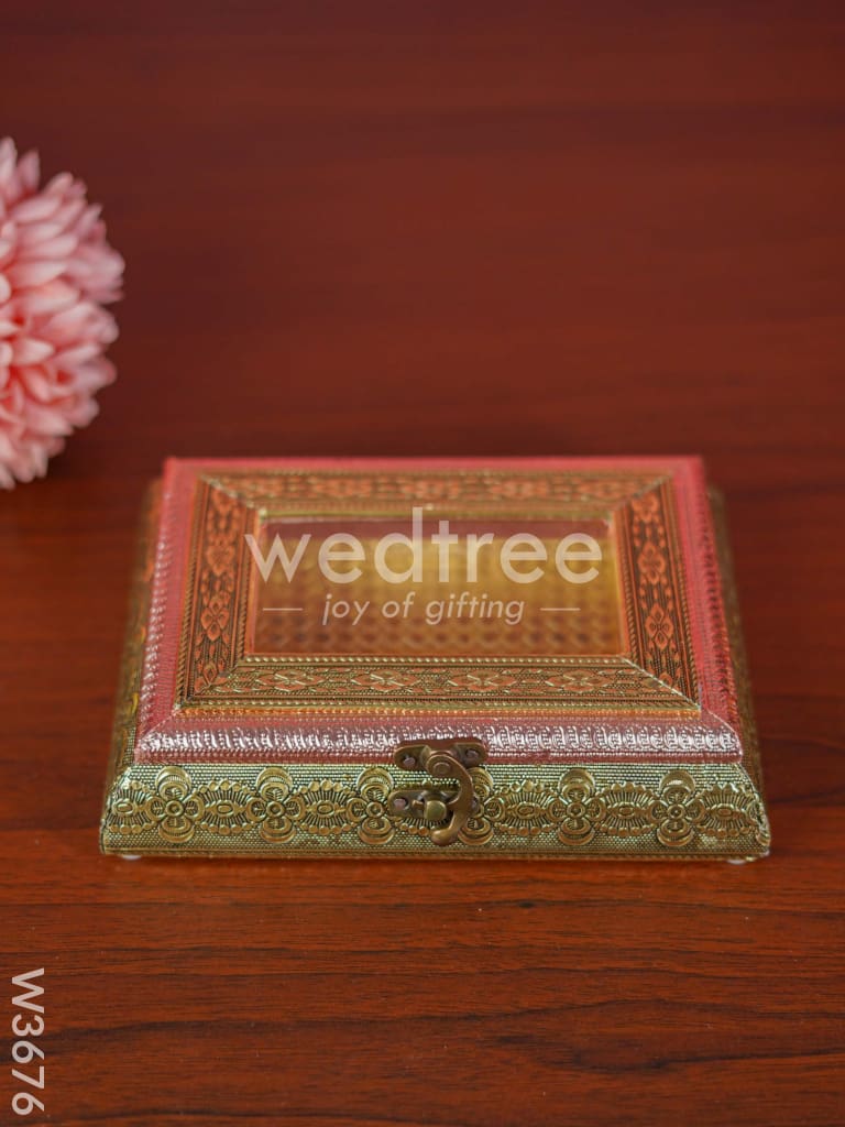 German Oxidised Transparent Dry Fruit Box 7 X 7 inch - W3676