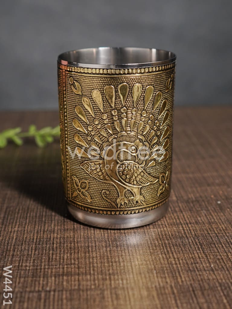 German oxidised tray with 6 glass - W4451