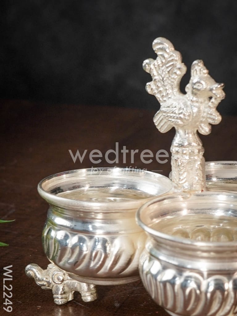 German silver 3 cups kumkum holder - WL2249