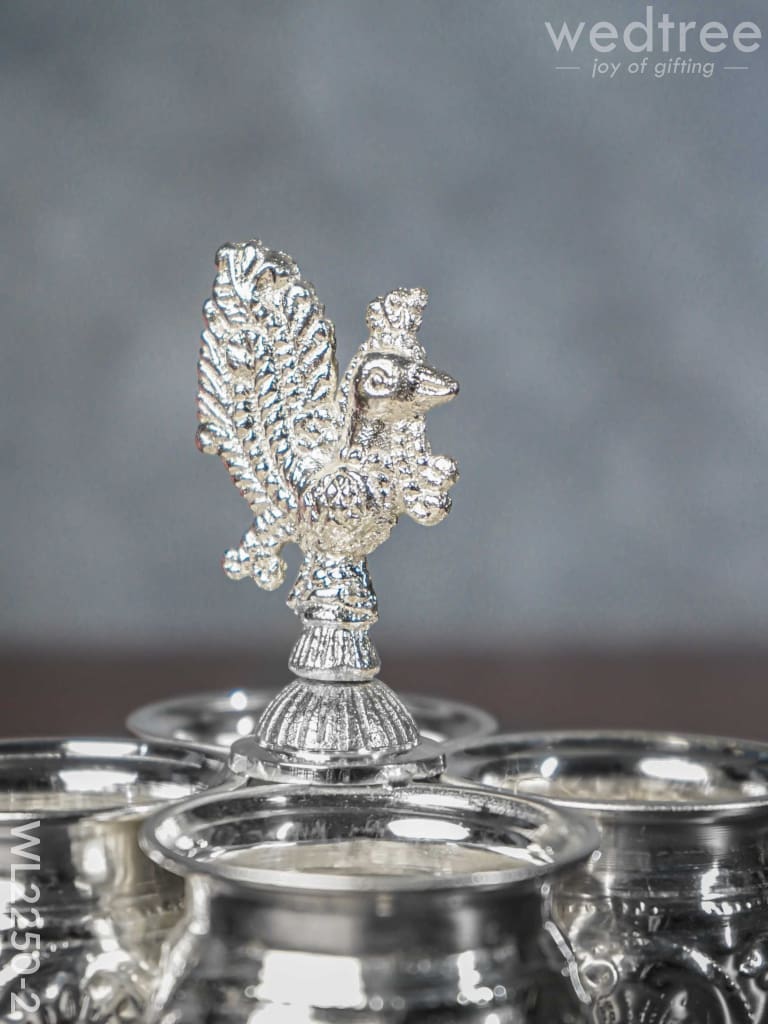 German Silver 4 Cup Kumkum Holder - WL2250