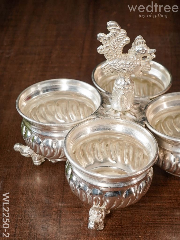 German Silver 4 Cup Kumkum Holder - WL2250