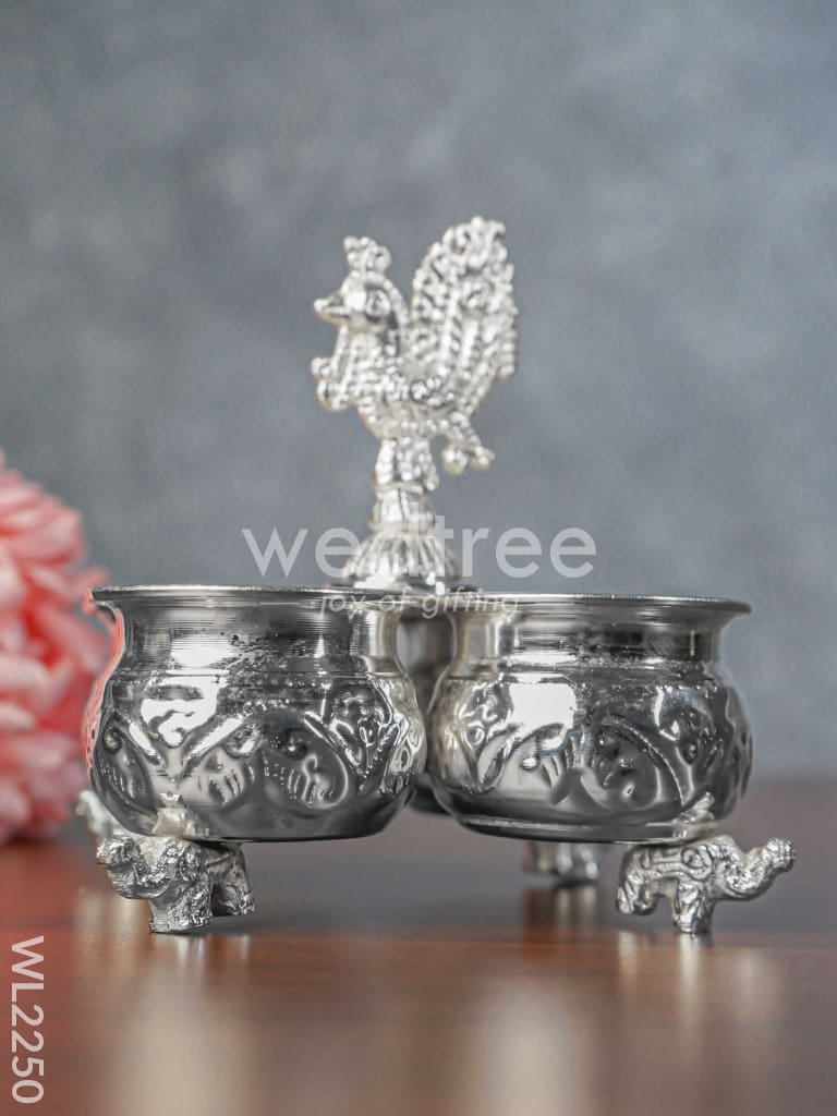 German Silver 4 Cup Kumkum Holder - WL2250
