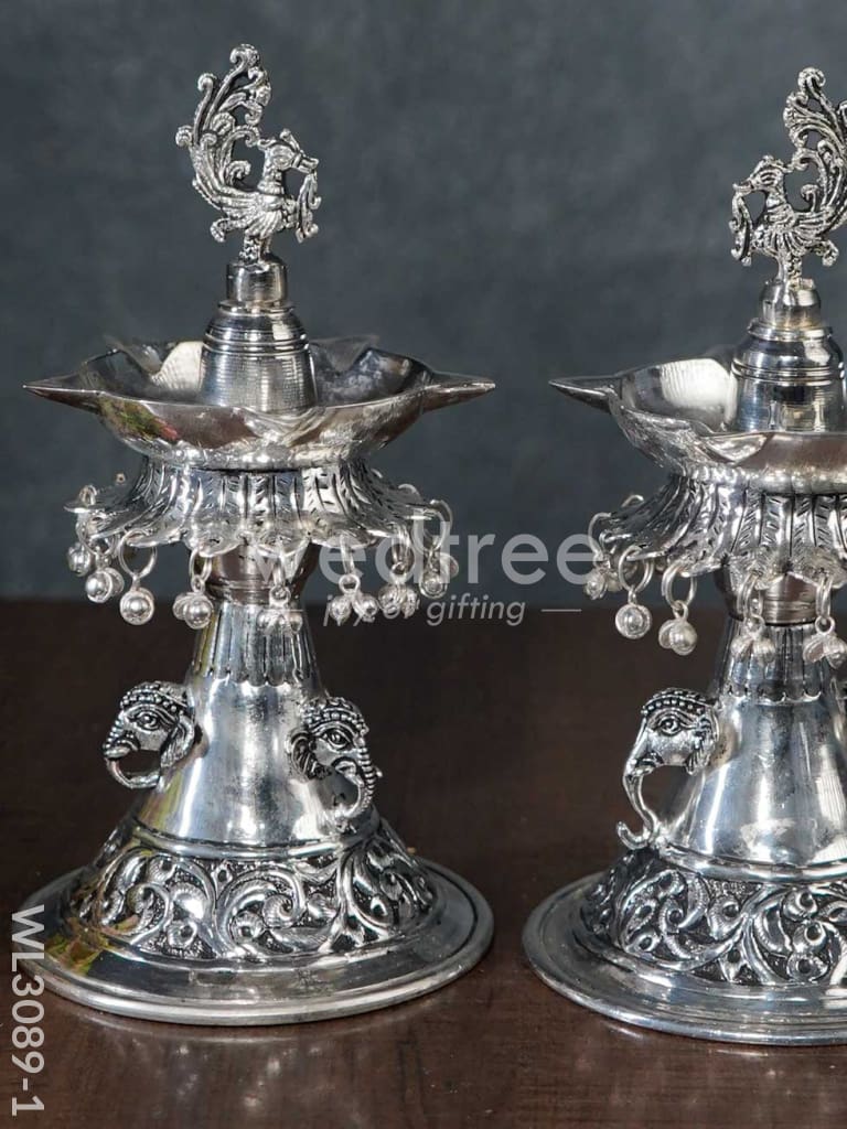 German Silver 5-Face Annapakshi Diya - WL3089