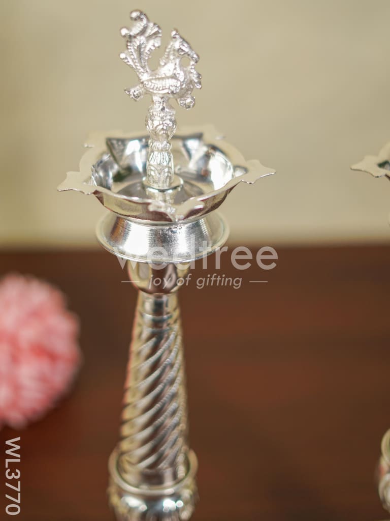 German Silver Annapakshi 5 Face Kuthu Vilaku - Set of 2 - 16 inch - WL3770