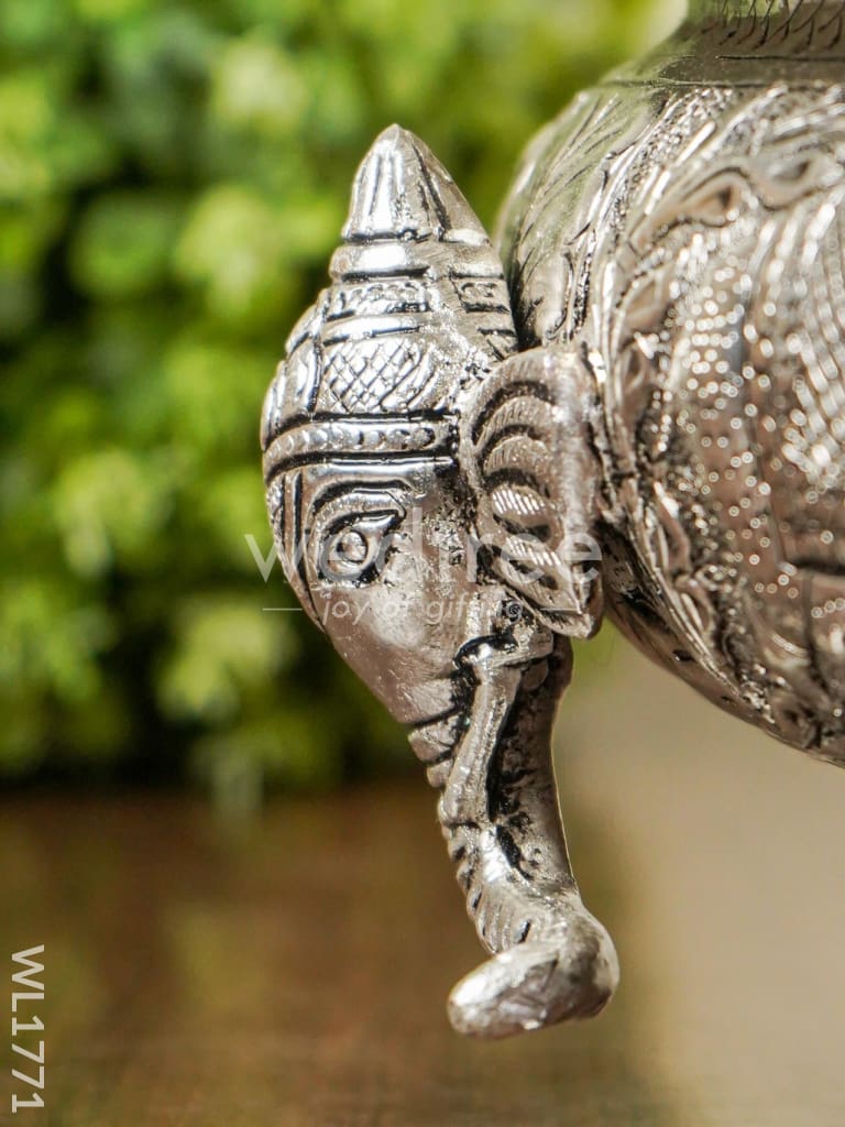 German Silver Antique Elephant Urli wiith Tri-Stand - 14 inch - WL1771