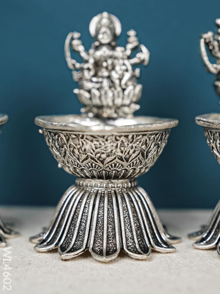 German Silver Ashtalakshmi Diya - Set of 8 - WL4602