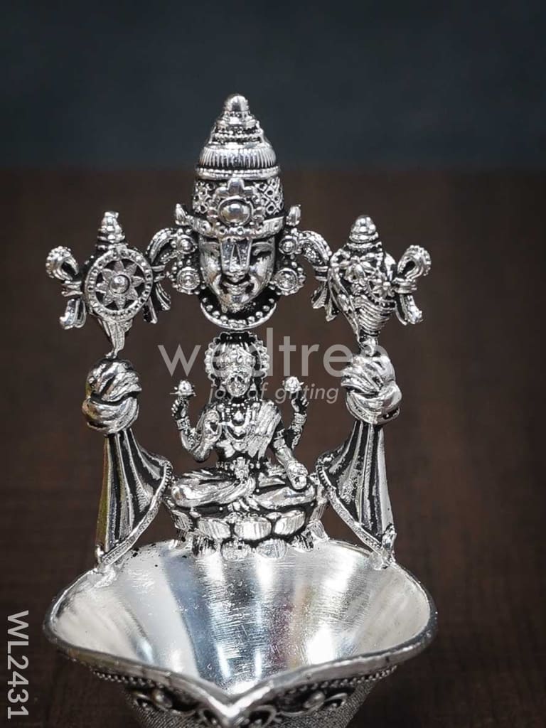 German silver Balaji Lakshmi Diya (Antique finish) - WL2431