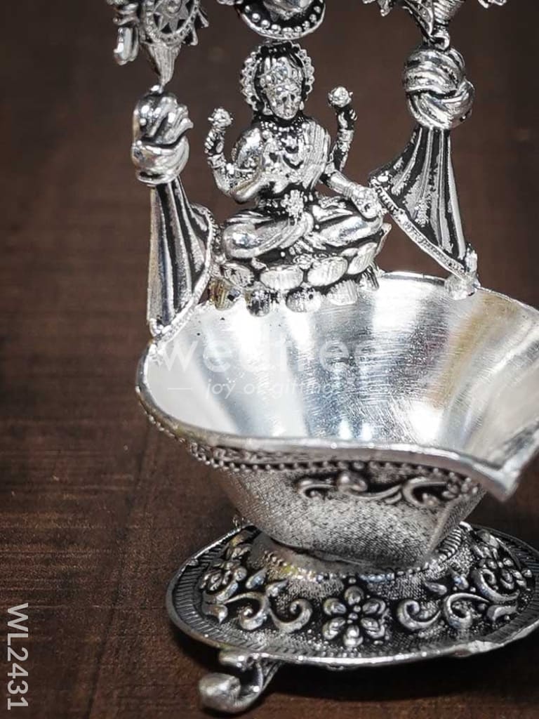 German silver Balaji Lakshmi Diya (Antique finish) - WL2431