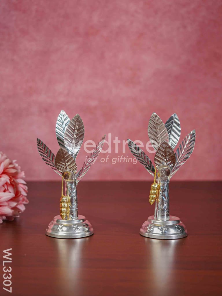 German Silver Banana Tree with Flowers set of 2 - 6 inch - WL3307