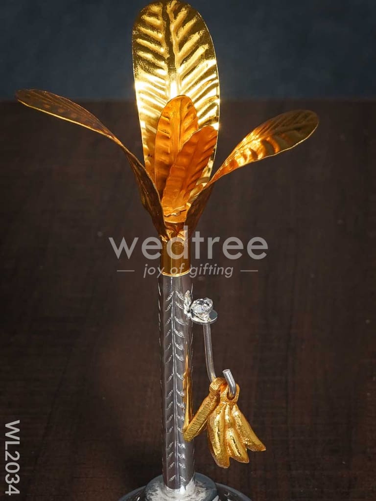 German Silver Banana Tree with Gold Leaves Small (Set of 2) - WL2034