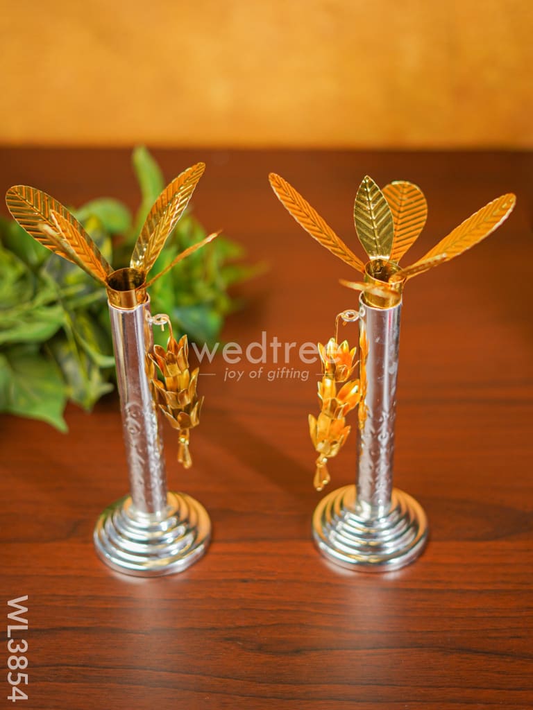 German Silver Banana Tree with Gold Leaves Small (Set of 2) - WL3854
