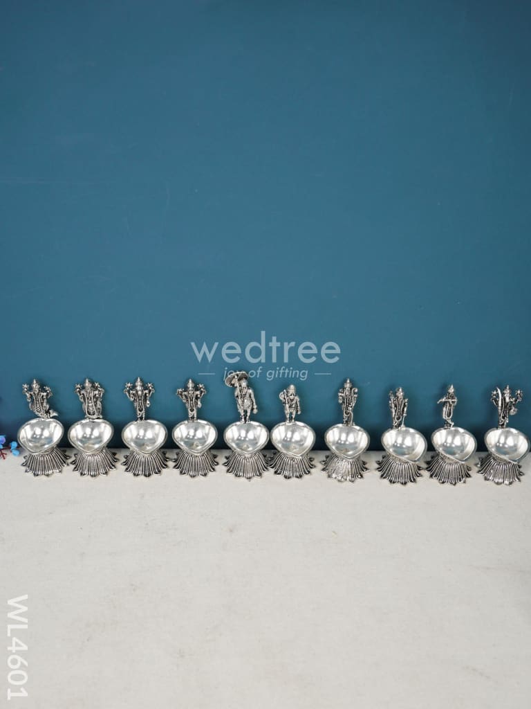 German Silver Dasavatharam Diya - Set of 10 - WL4601