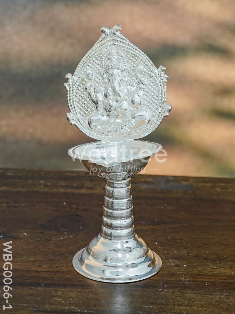 German Silver Diya with Kuthuvilakku Stand - WBG0066