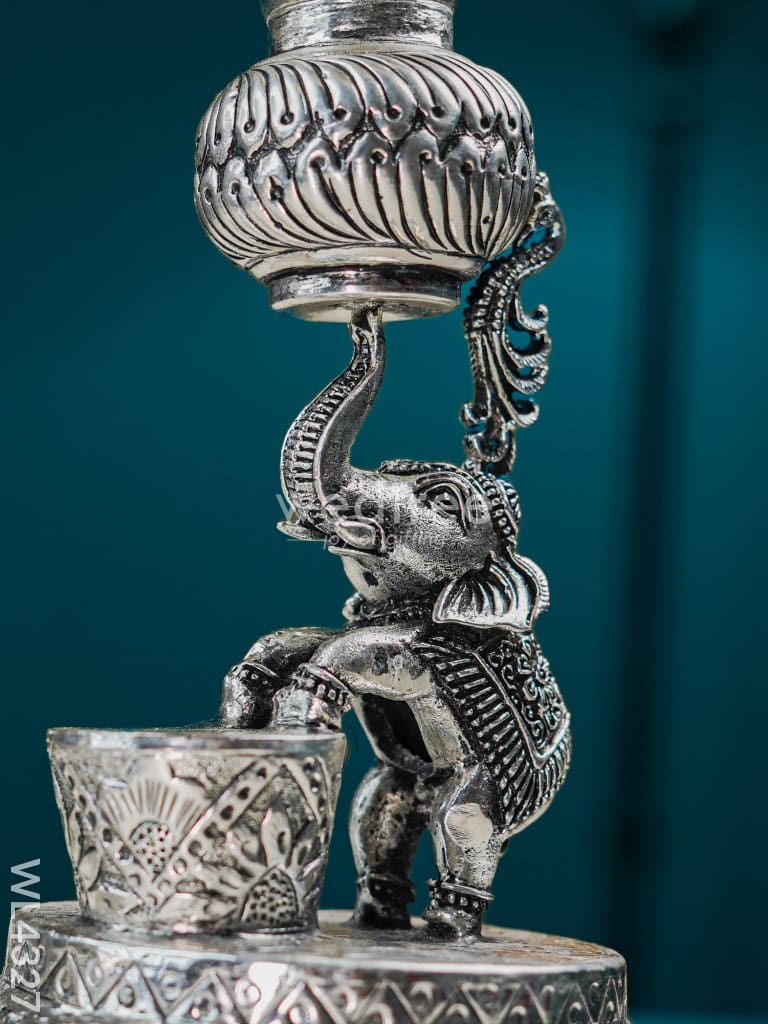 German Silver Elephant Peacock Kuthu Vilaku - 14 inch - WL4327