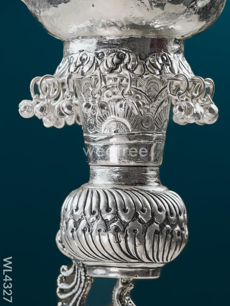 German Silver Elephant Peacock Kuthu Vilaku - 14 inch - WL4327