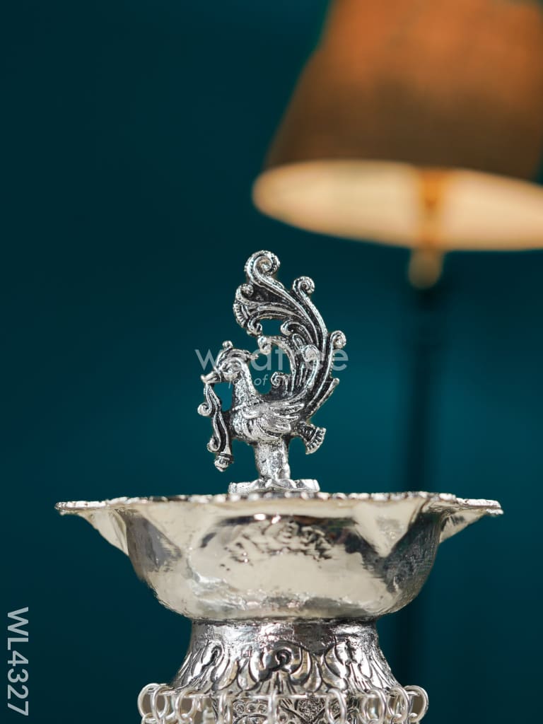 German Silver Elephant Peacock Kuthu Vilaku - 14 inch - WL4327