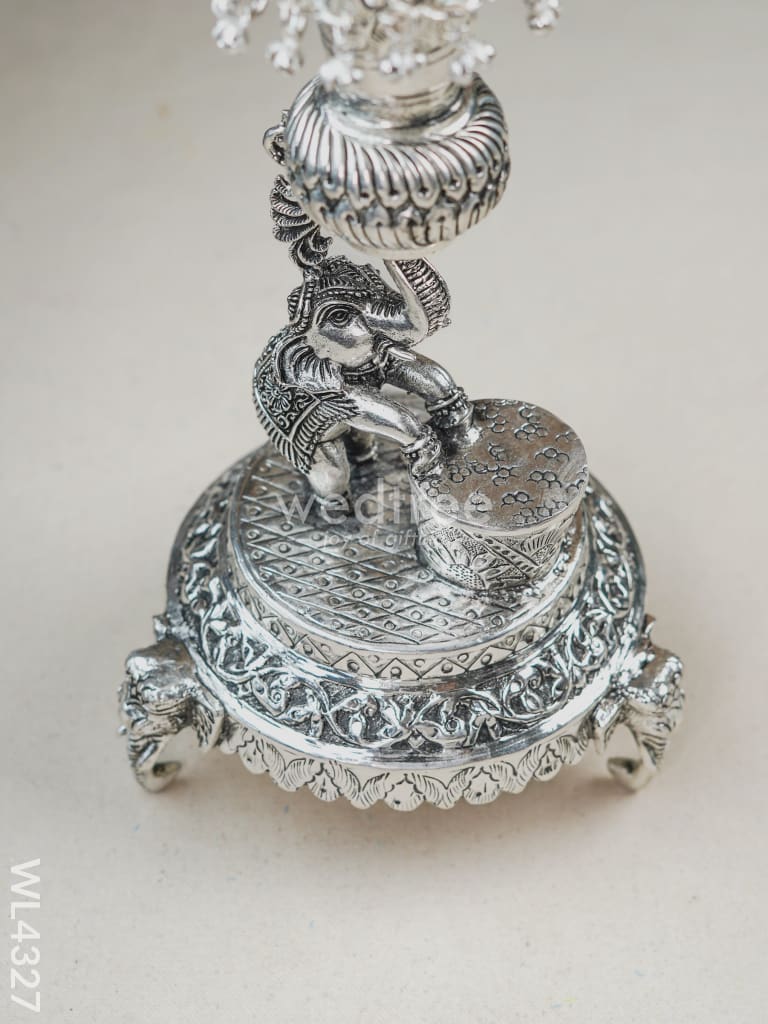 German Silver Elephant Peacock Kuthu Vilaku - 14 inch - WL4327