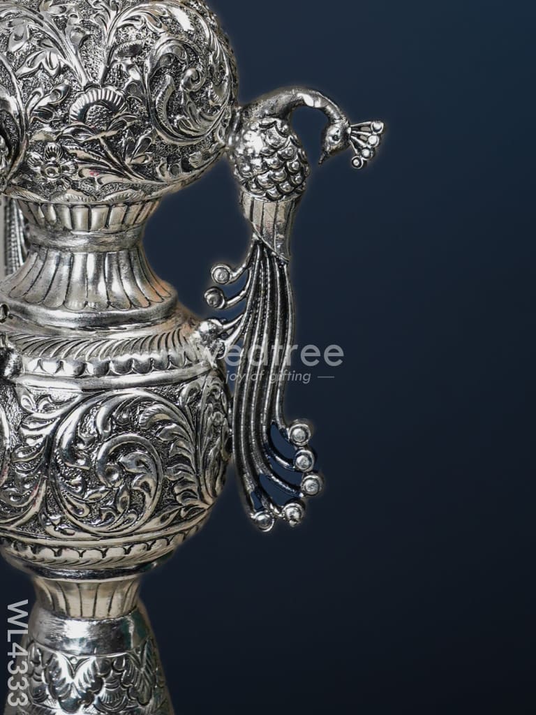 German Silver Elephant Peacock Kuthu vilaku - 40 inch - WL4333