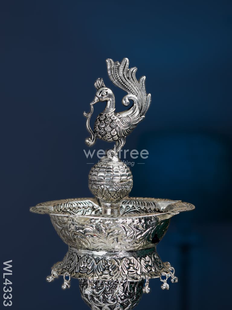 German Silver Elephant Peacock Kuthu vilaku - 40 inch - WL4333