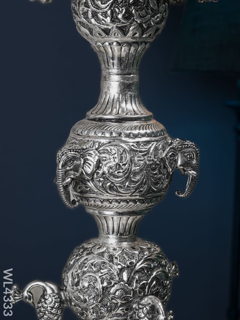 German Silver Elephant Peacock Kuthu vilaku - 40 inch - WL4333