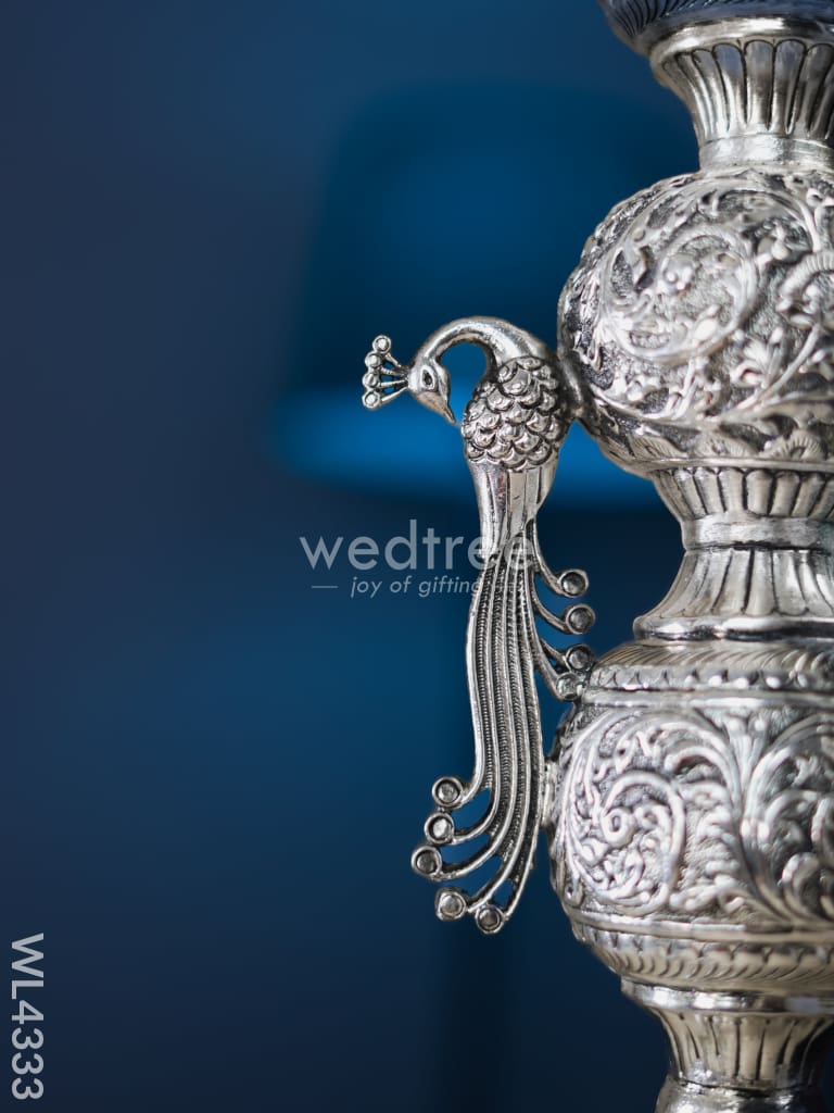 German Silver Elephant Peacock Kuthu vilaku - 40 inch - WL4333