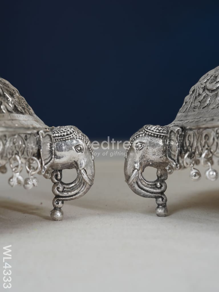 German Silver Elephant Peacock Kuthu vilaku - 40 inch - WL4333